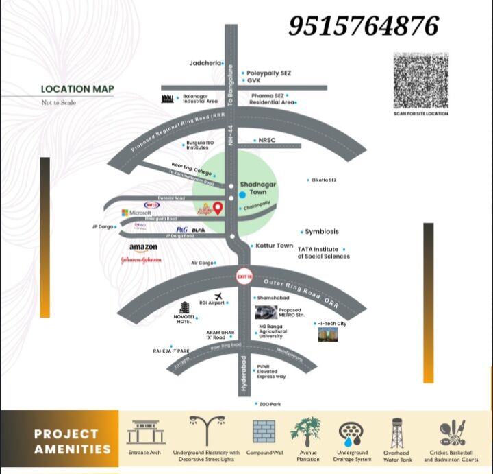 Hyderabad, Real Estate For Sale, INR 24999,  180 Sq. Yard,  200 Meters From Highway; HMDA Plots For Sale In Shadnagar