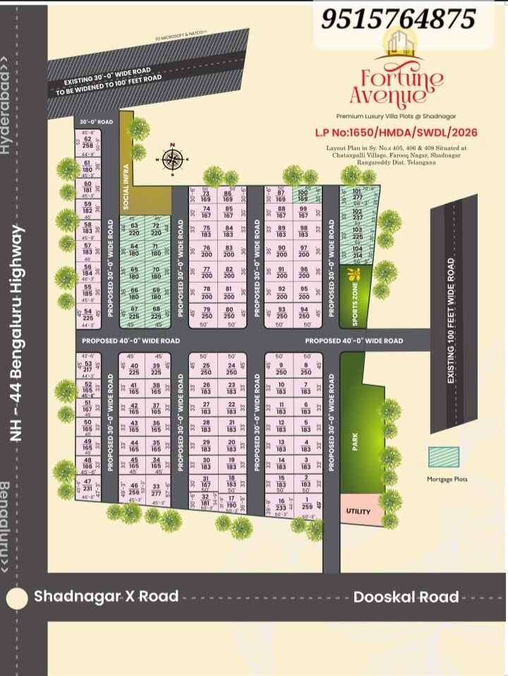 Hyderabad, Real Estate For Sale, INR 24999,  180 Sq. Yard,  200 Meters From Highway; HMDA Plots For Sale In Shadnagar