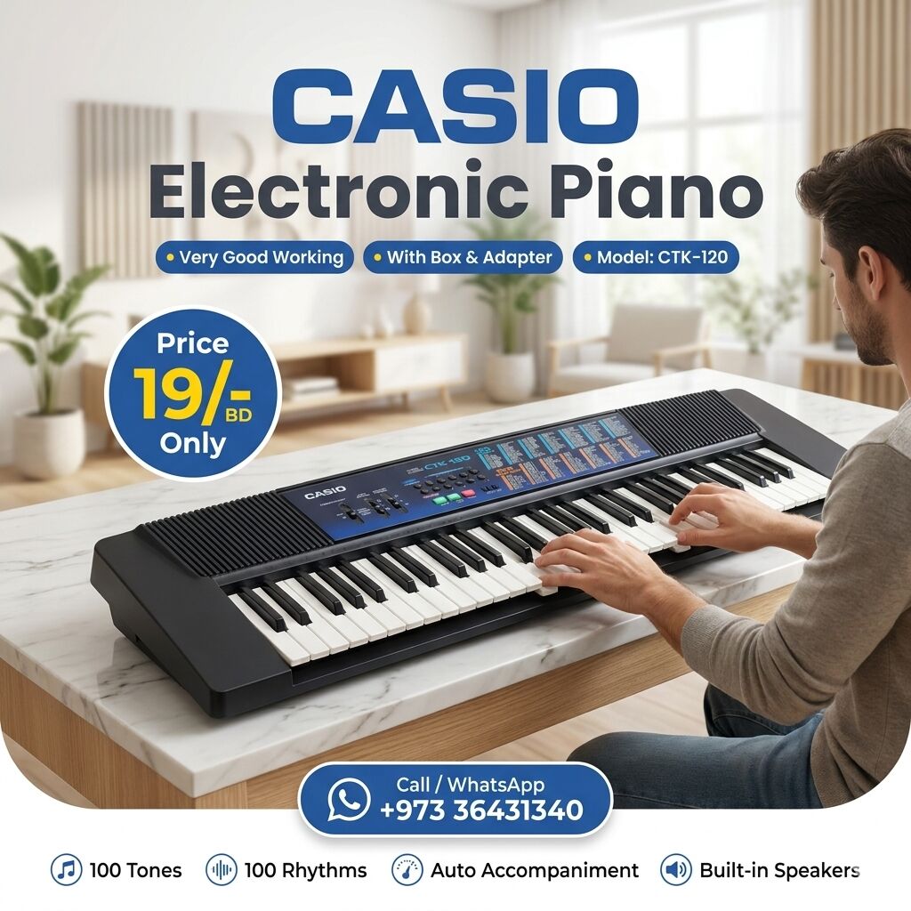 Isa Town, Computers, BHD 19,  CASIO Electronic Keyboard Piano Very Good Working Plug & Play Only In 19-BD Call 36431340