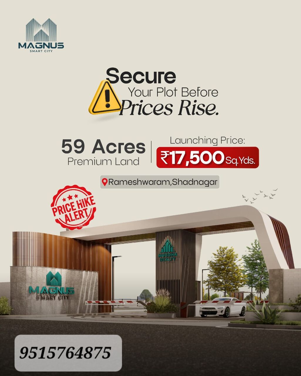 Hyderabad, Real Estate For Sale, INR 16,  150 Sq. Yard,  Ultra Premium Gated Community Plots For Sale In Rameshwaram Shadnagar Just 16,500 Per Sq Y