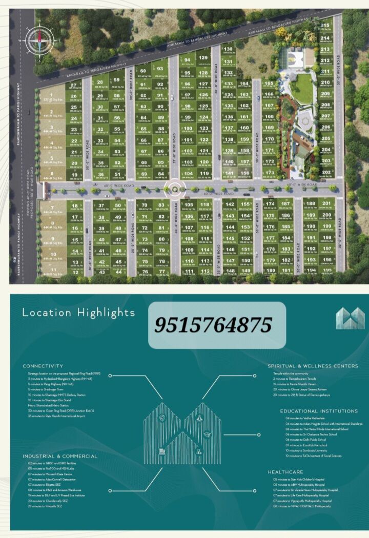 Hyderabad, Real Estate For Sale, INR 16,  150 Sq. Yard,  Ultra Premium Gated Community Plots For Sale In Rameshwaram Shadnagar Just 16,500 Per Sq Y