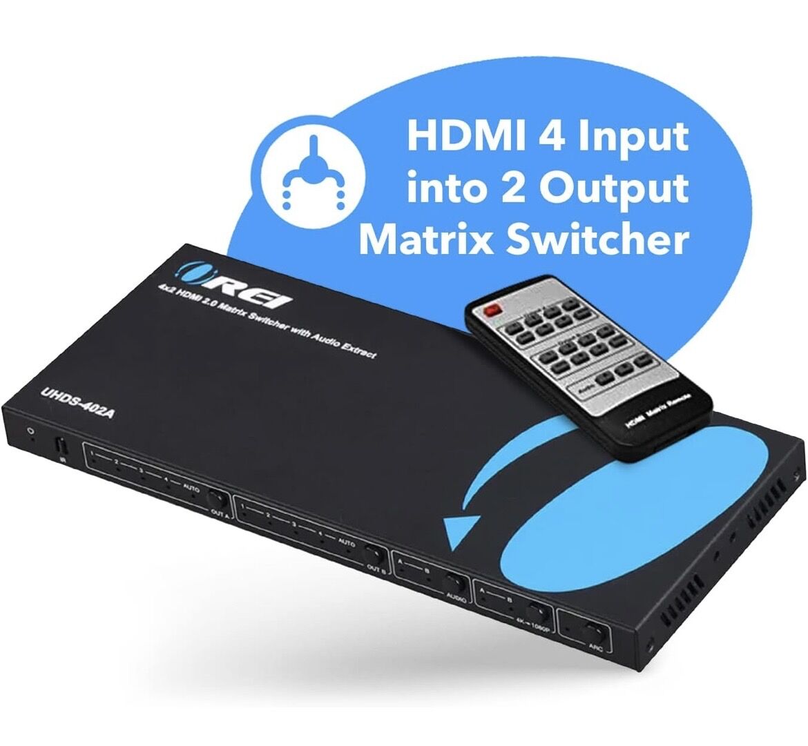 Manama, Electronics, BHD 65,  OREI 4K@60Hz 4×2 HDMI 2.0 Matrix With Audio Extraction