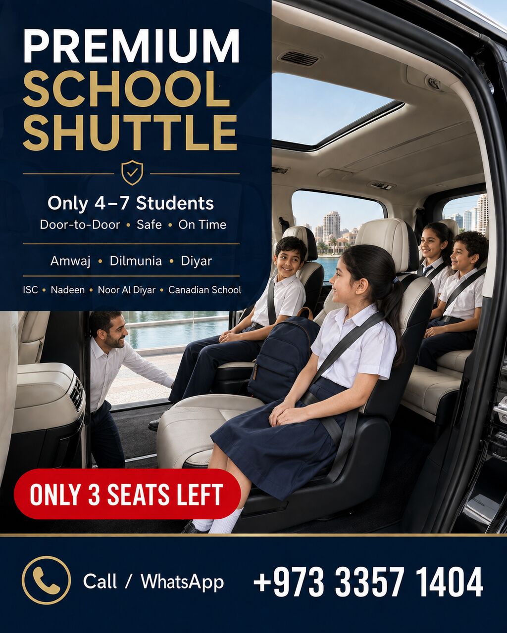 Manama, Childcare Job Seekers, Premium Private School Shuttle 2026/2027 &ndash; Amwaj &bull; Dilmunia &bull; Diyar