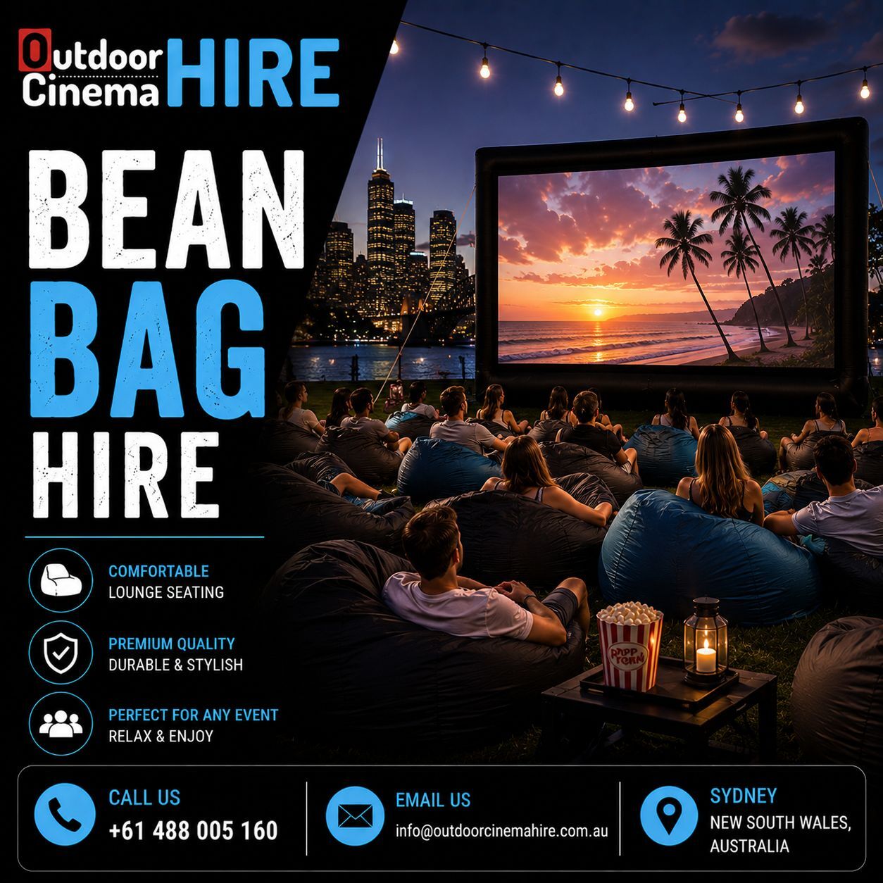 Sydney, Equipment Rental, Bean Bag Hire In Sydney For Outdoor Events And Movie Nights