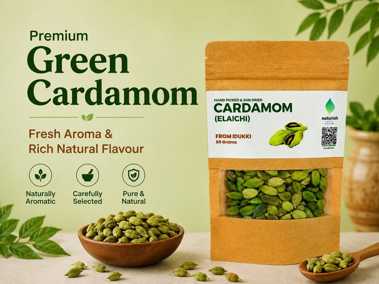 Mumbai, Food, INR 195,  Premium Green Cardamom | Fresh Aroma & Rich Natural Flavour