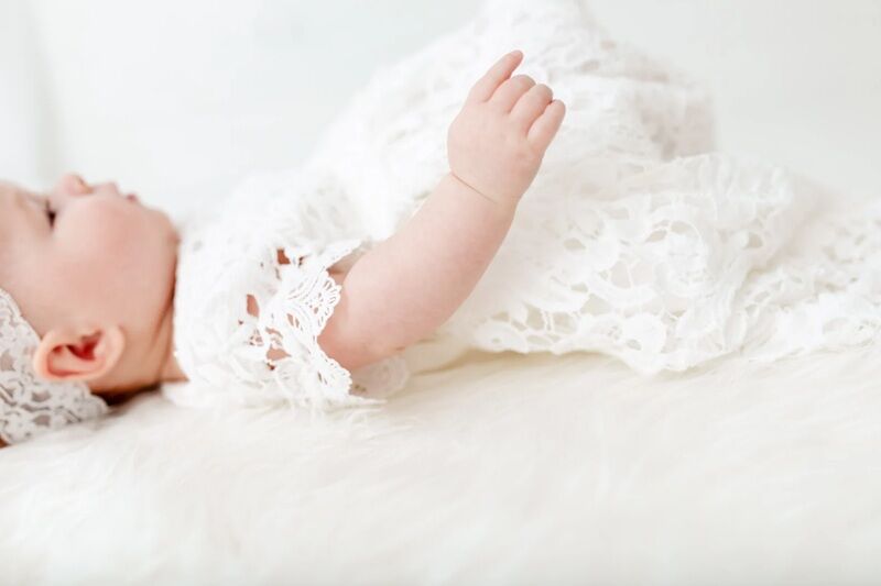 New York, Clothing & Accessories, USD 85,  White Baby Girl Christening Gown, Infant Lace Baptism Dress, Boho Blessing Day Outfit