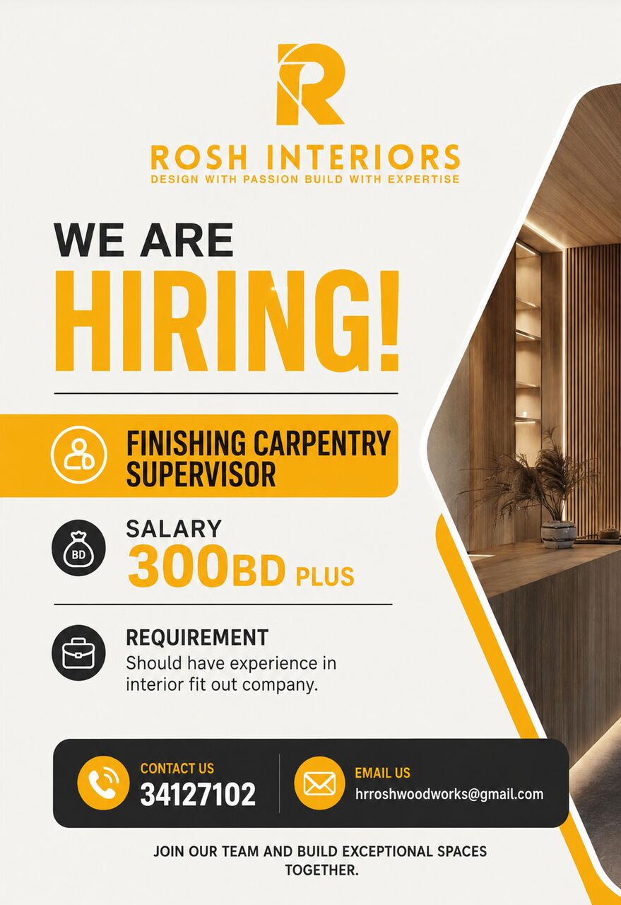 Manama, Jobs, Carpentry Supervisor