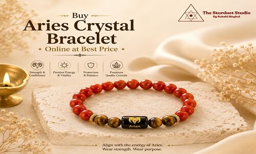 Gurugram, Free Items, INR 991,  Buy Aries Crystal Bracelet Online | Original Mesh Rashi Bracelet At The Stardust Studio