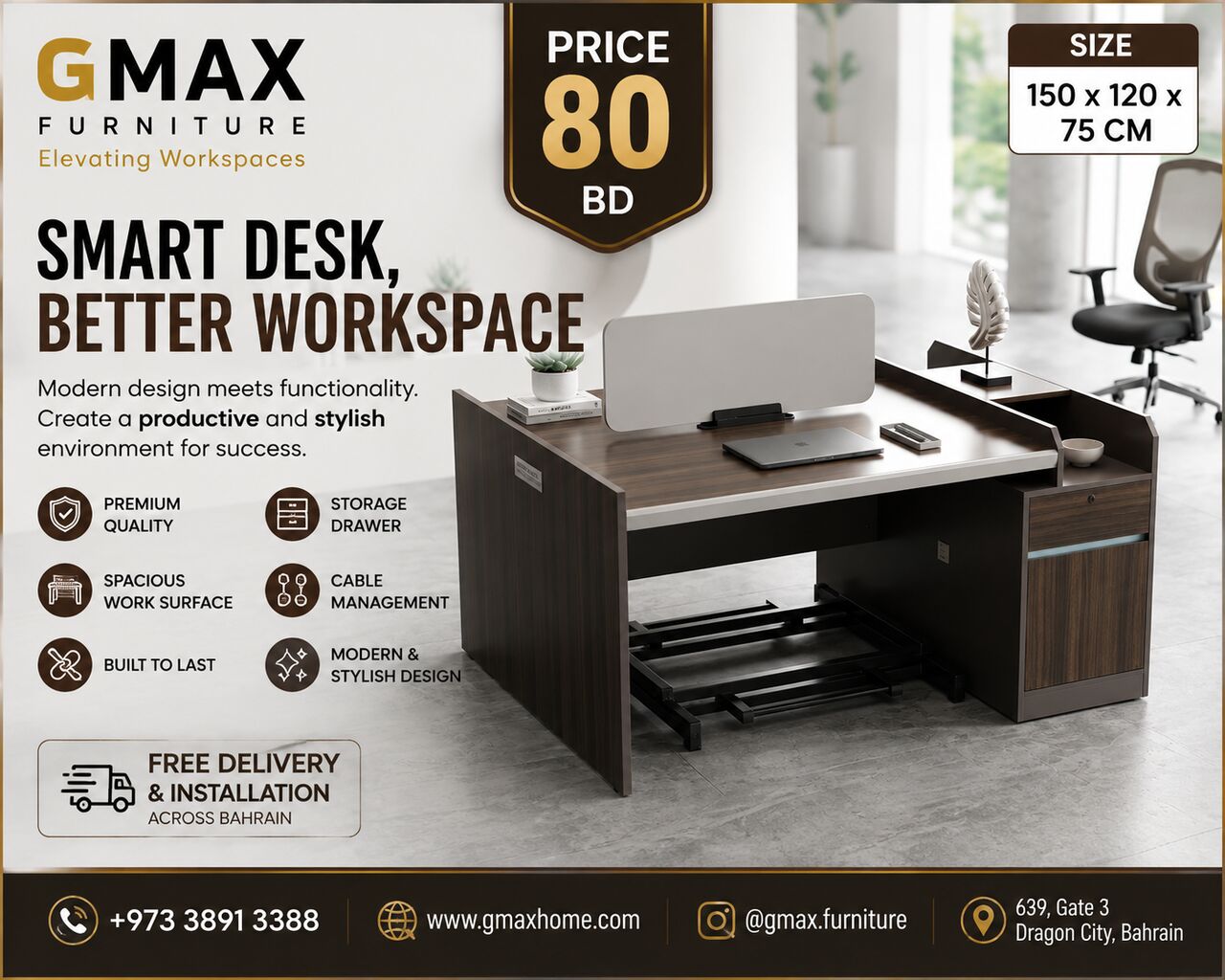 Manama, Furniture, BHD 80,  2 PERSON WORKSTATION