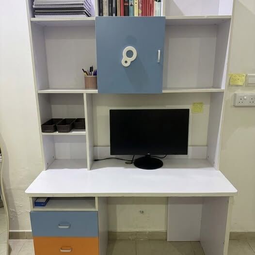 Jeddah, Furniture, SAR 350,  URGENT SALE : Study Table - Wooden With Shelves