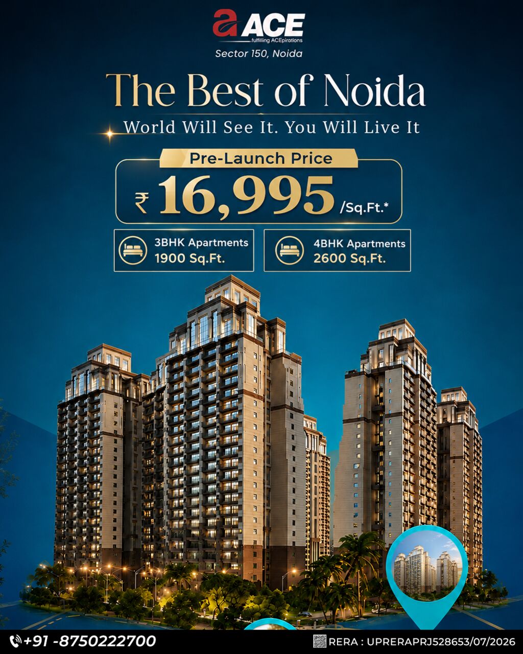 Noida, Real Estate For Sale, INR 32,  2 BR,  1900 Sq. Feet,  ACE Arte Luxury Flats In Noida