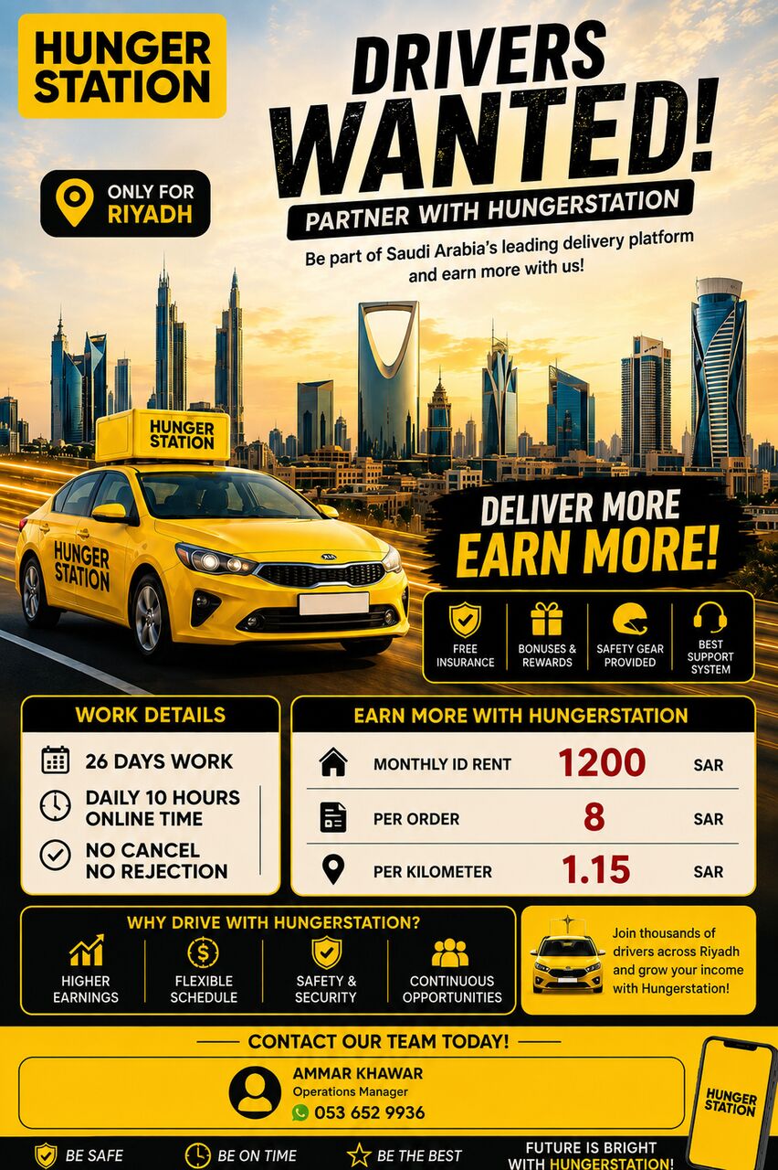Riyadh, Jobs, Delivery Drivers
