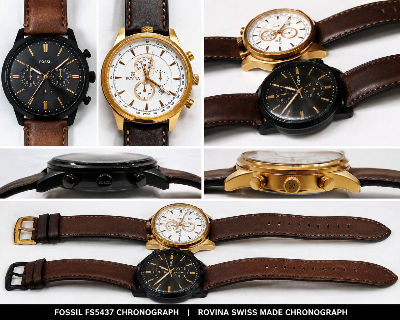 Riyadh, Watches, SAR 360,  2 Used Watches FOSSIL And ROVINA Swiss