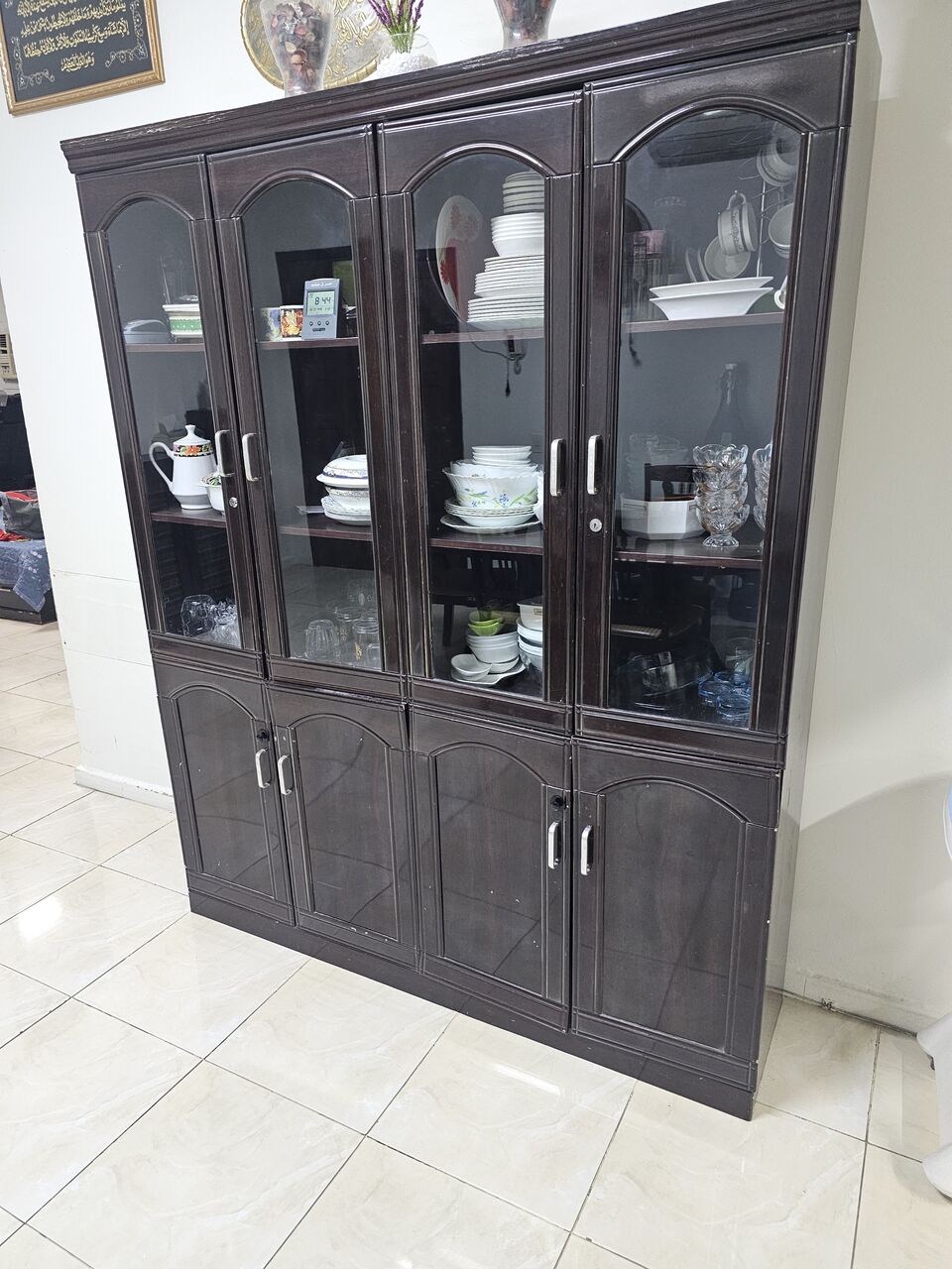 Dammam, Household Items, SAR 1150,  Moving Sale: Quality Wooden Wardrobe, Display Cabinet & Dining Chairs