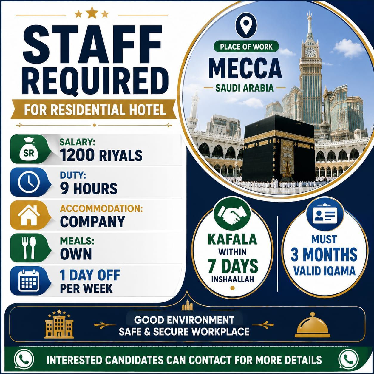 Riyadh, Jobs, আবাসিক হোটেল স্টাফ