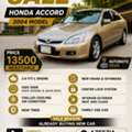 SAR 13500,  Honda Accord,  2004,  Automatic,  500 KM,    MODEL FOR SALE- NEAT AND CLEAN
