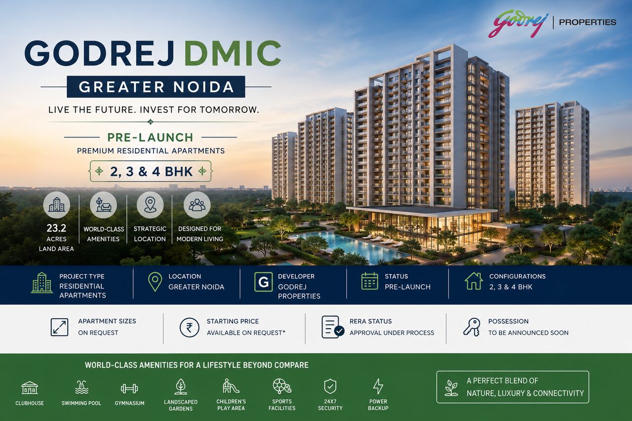 Greater Noida, Apartments, Flats, Houses & Villas, INR 1500000/month,  4500 Sq. Meter,  Godrej DMIC Greater Noida | Spacious 2, 3 & 4 BHK Luxury Apartments