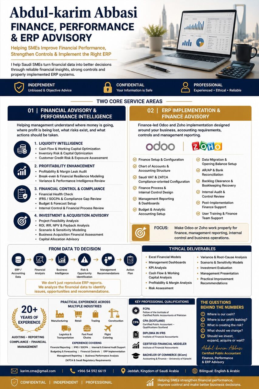 Jeddah, Accounting, Finance & ERP Advisory | Odoo, Zoho, ZATCA