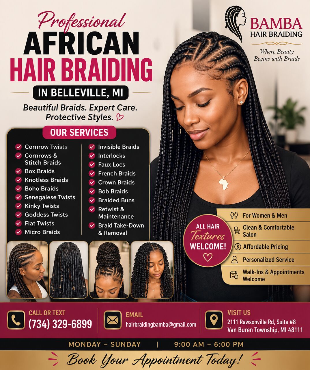 New York, Beautician, Professional African Hair Braiding In Belleville, MI