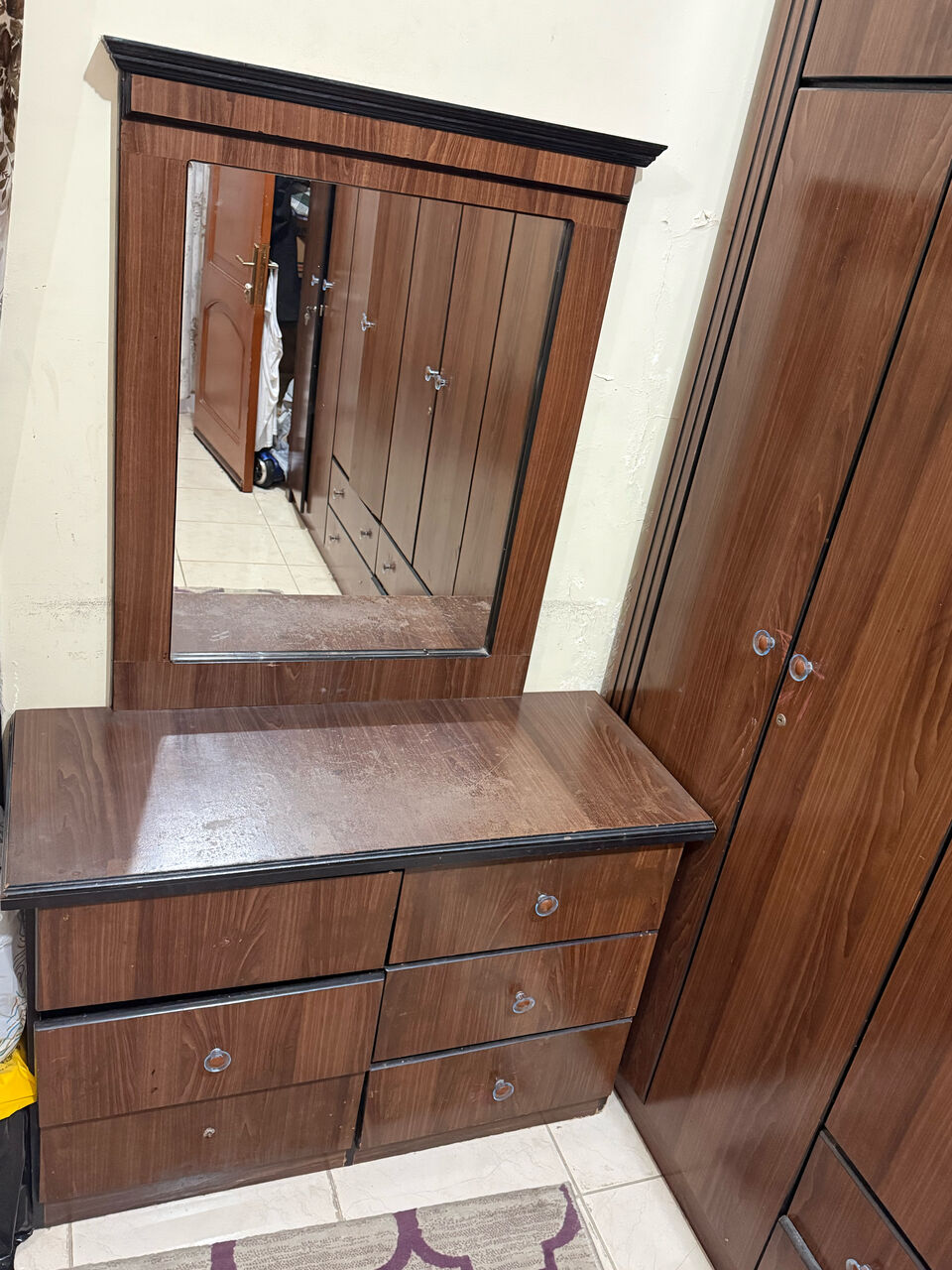Al Aziziyah, Furniture, SAR 1800,  Bedroom Furniture Set &ndash; 8-Door Wardrobe, Bed, Dressing Table & Mattress &ndash; SAR 1,800 Negoti