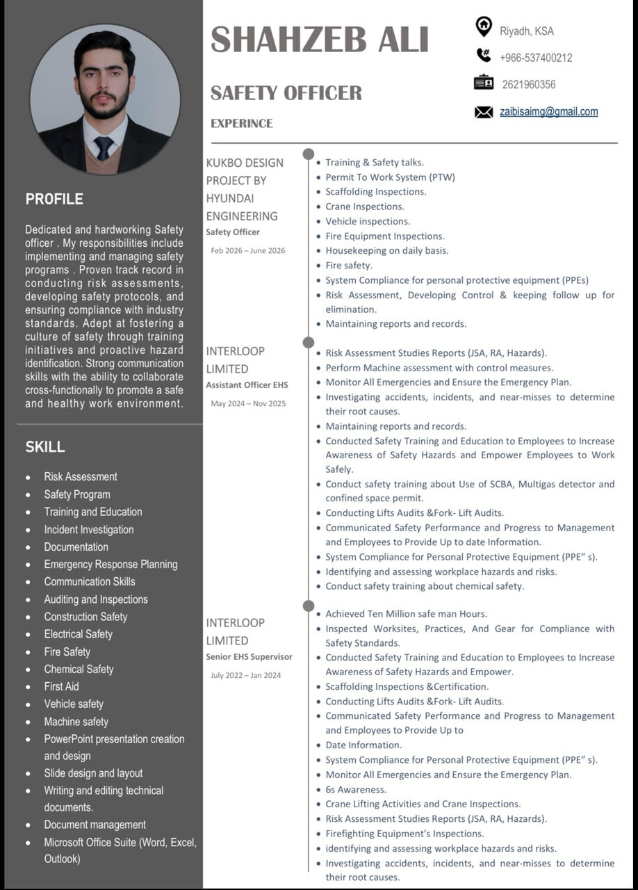 Riyadh, Job Seekers, Experienced HSE Officer Available For Immediate Joining In Riyadh