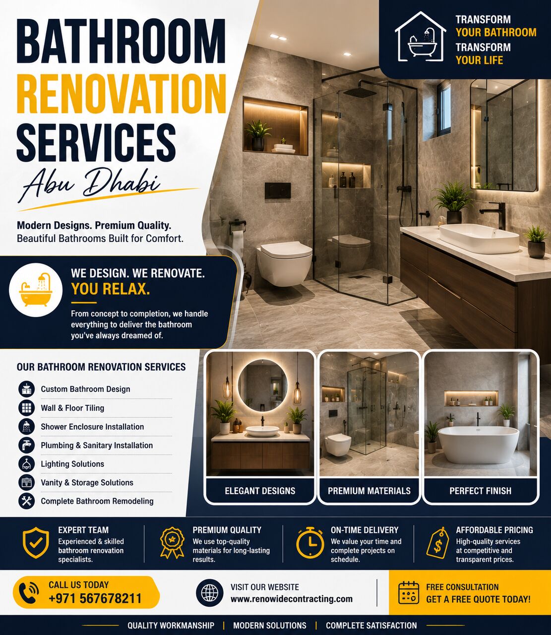Abu Dhabi, Construction, Bathroom Renovating Services Abu Dhabi