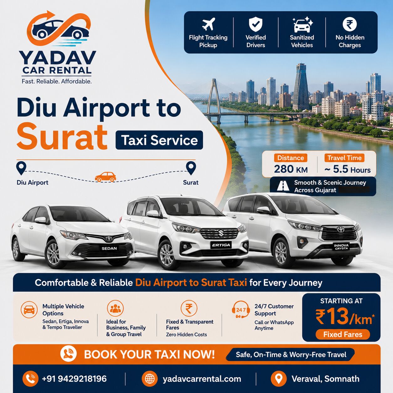Ahmedabad, Travel, Diu Airport To Somnath Taxi Booking | Yadav Car Rental
