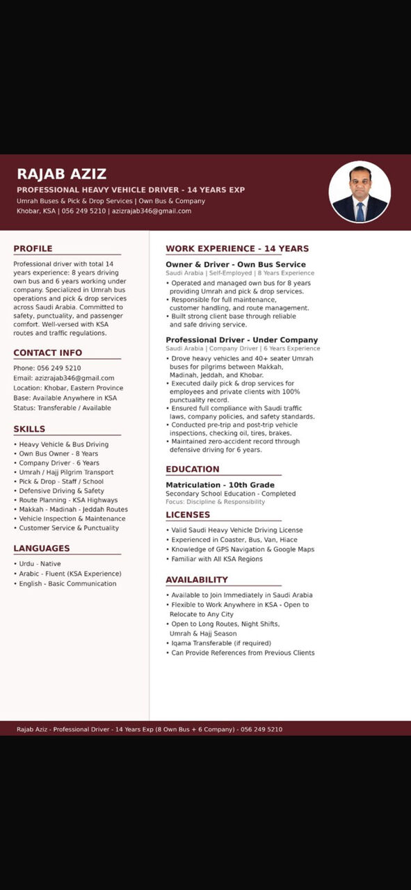 Khobar, Job Seekers, Heavy Vehicle Driver Or Driver