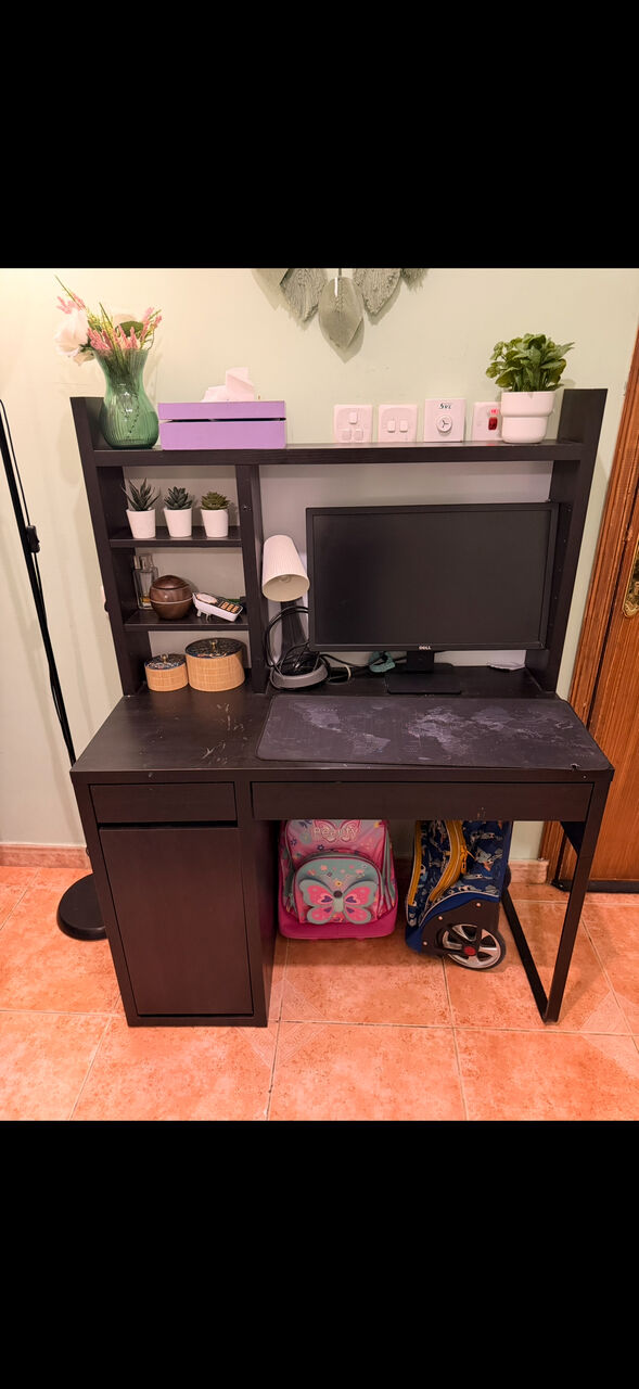 Riyadh, Furniture, SAR 400,  IKEA Desk With Hutch, Shelves & Storage Cabinet. Good Condition