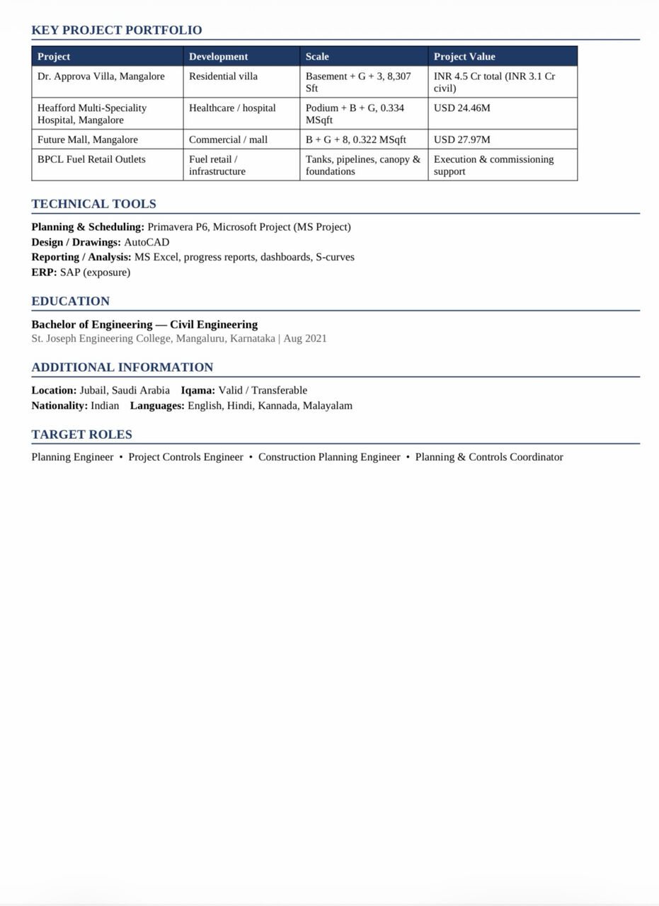 Riyadh, Job Seekers, Highly Experienced Planning Engineer Seeking New Opportunities In Saudi Arabia