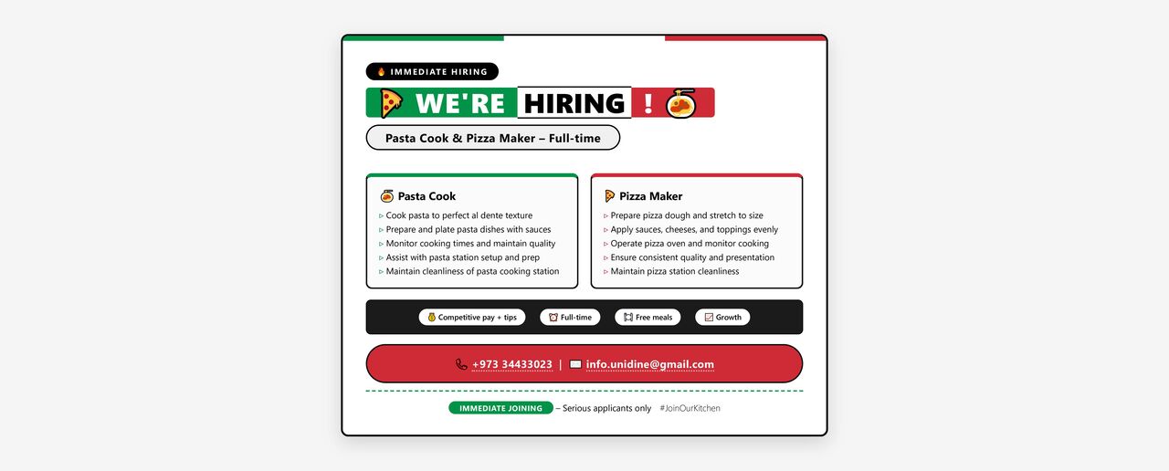 Zallaq, Jobs, Pizza And Pasta Maker