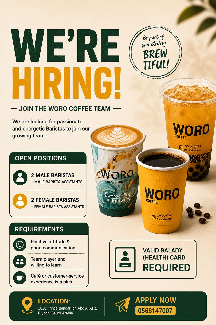 Riyadh, Jobs, Urgent Barista Hiring
