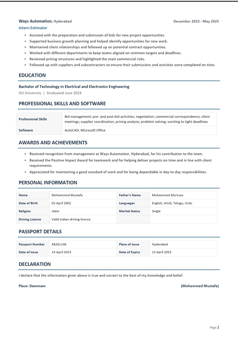 Riyadh, Job Seekers, Estimation/Project Engineer