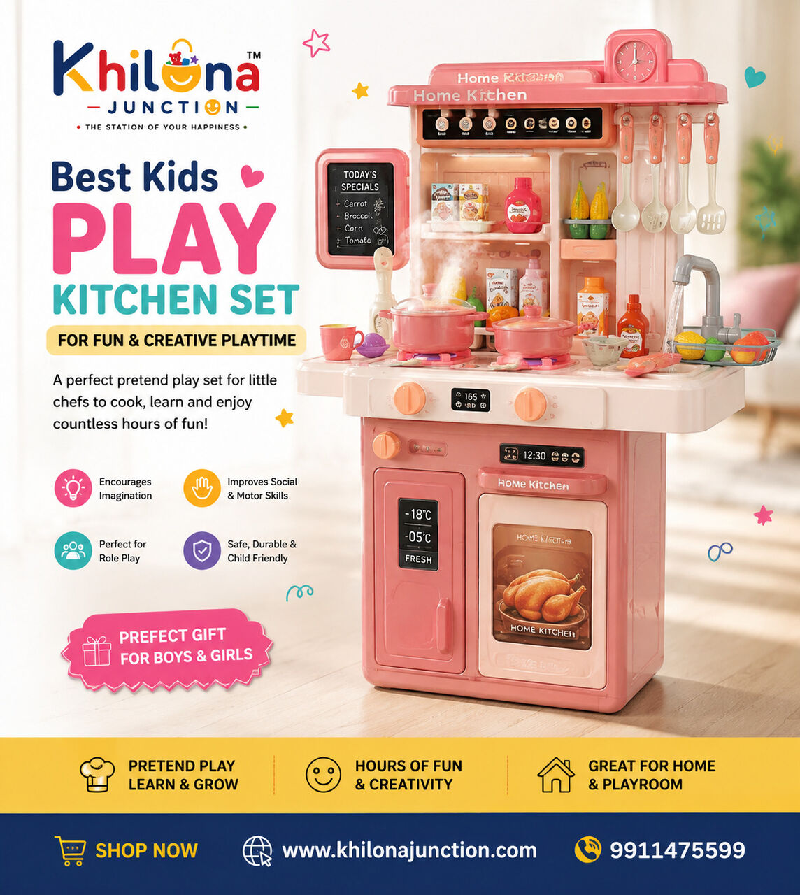 New Delhi, Baby & Kid Stuff, INR 499,  Best Kids Play Kitchen Set For Fun & Creative Playtime