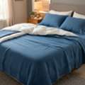 INR 1499,  Blue Handloom Cotton Bedsheet &ndash; Breathable & Naturally Dyed