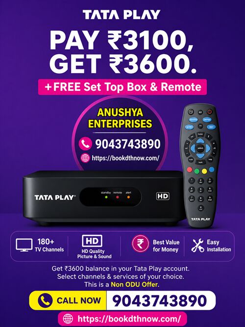 Mumbai, Electronics, INR 3600,  Tata Play New DTH Connection Offers In Ulundurpet | 9043743890