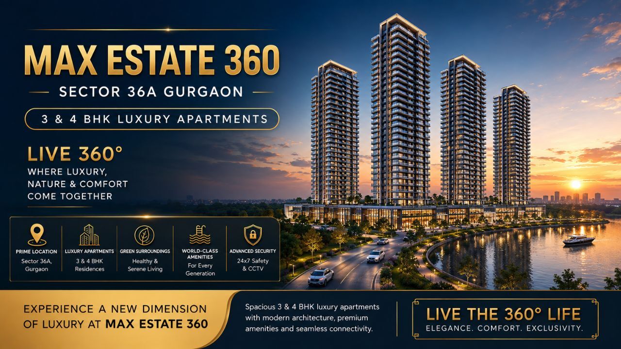 Gurgaon, Real Estate For Sale, INR 5,  3 BR,  2611 Sq. Feet,  Max Estate 360 Sector 36A Gurgaon | 3 & 4 BHK Luxury Apartments