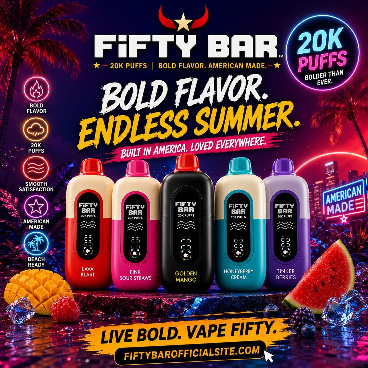 New York, Electronics, USD 17,  Fifty Bar Vape | Shop Authentic 20K Puffs Disposable Vapes &ndash; Fifty Bars