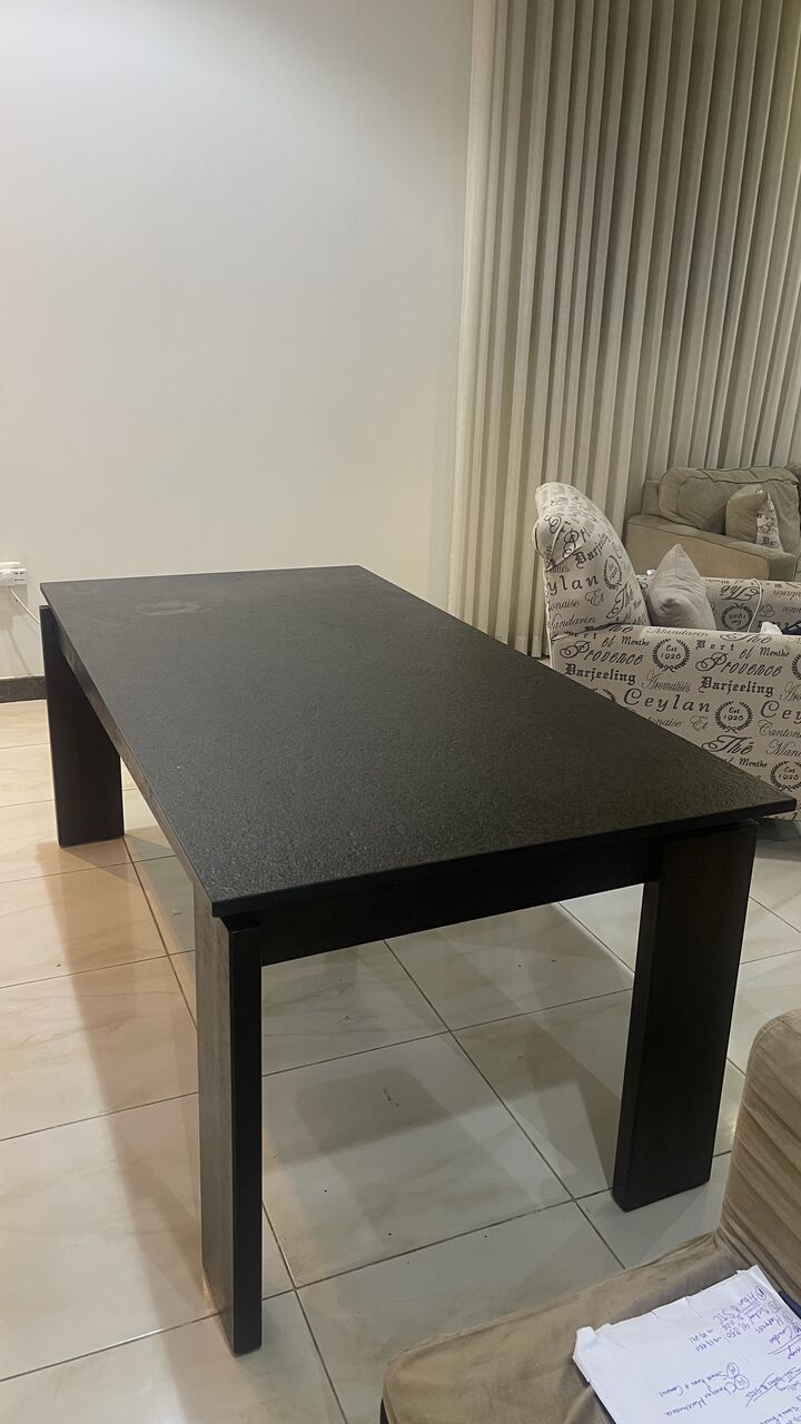 Al Wadi, Furniture, SAR 700,  Large Black Dining Table With 6 Chairs