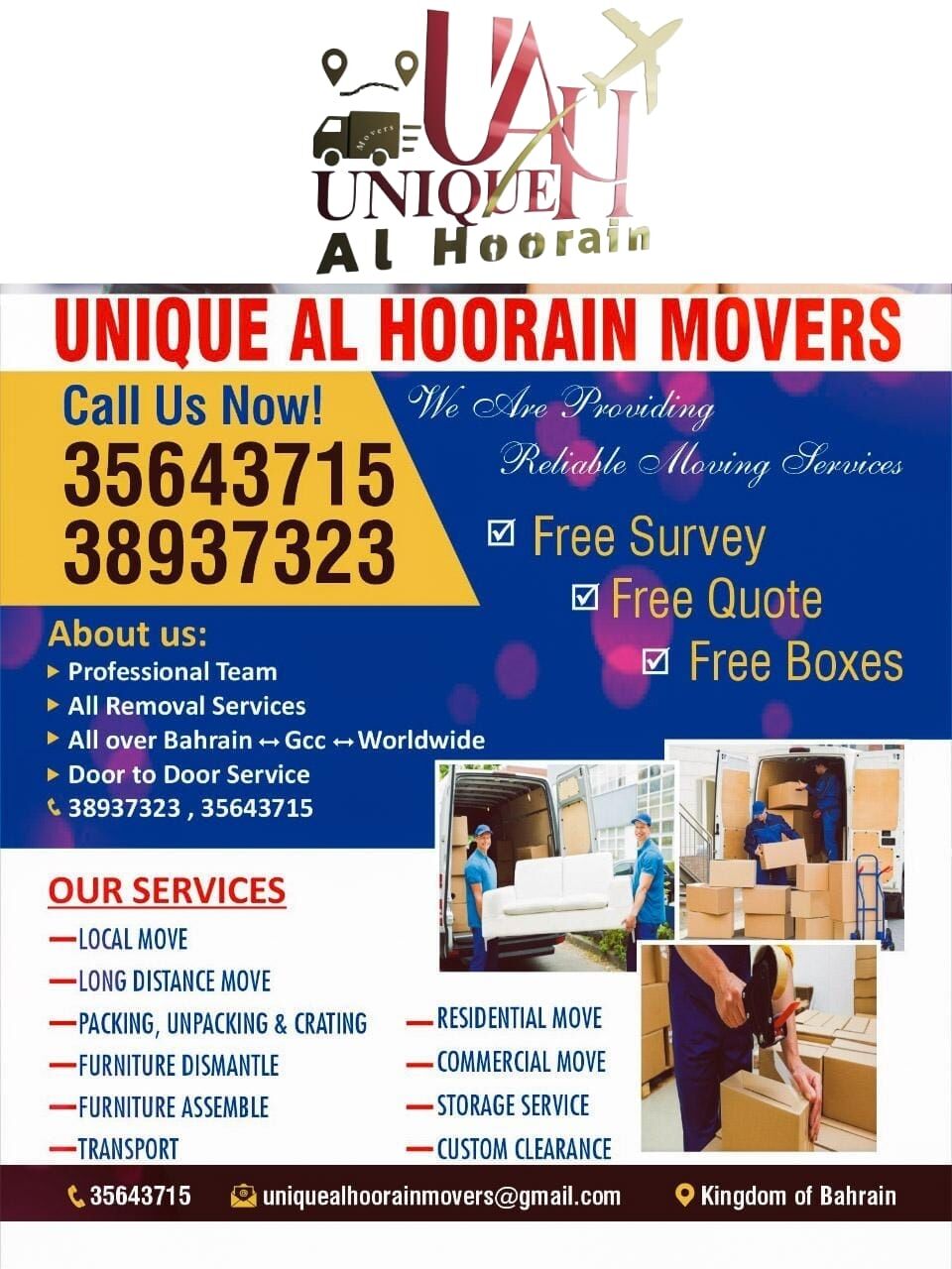 Al Seef, Labor/Moving, UNIQUE MOVERS: LOCAL & INTERNATIONAL MOVING SERVICE- COMPLETE MOVING SOLUTION -35643715