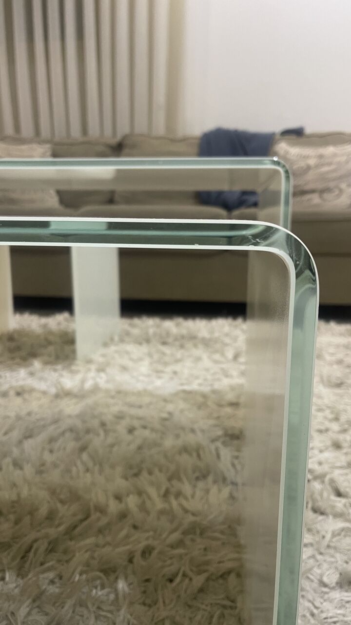 Riyadh, Furniture, SAR 400,  Modern White Glass Coffee Table Set &ndash; 3 Pieces