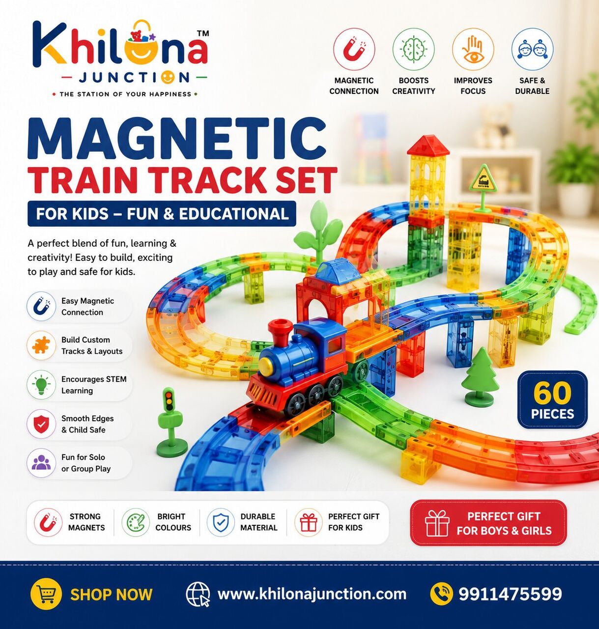 Mumbai, Toys & Games, INR 1450,  Magnetic Train Track Set For Kids &ndash; Fun & Educational