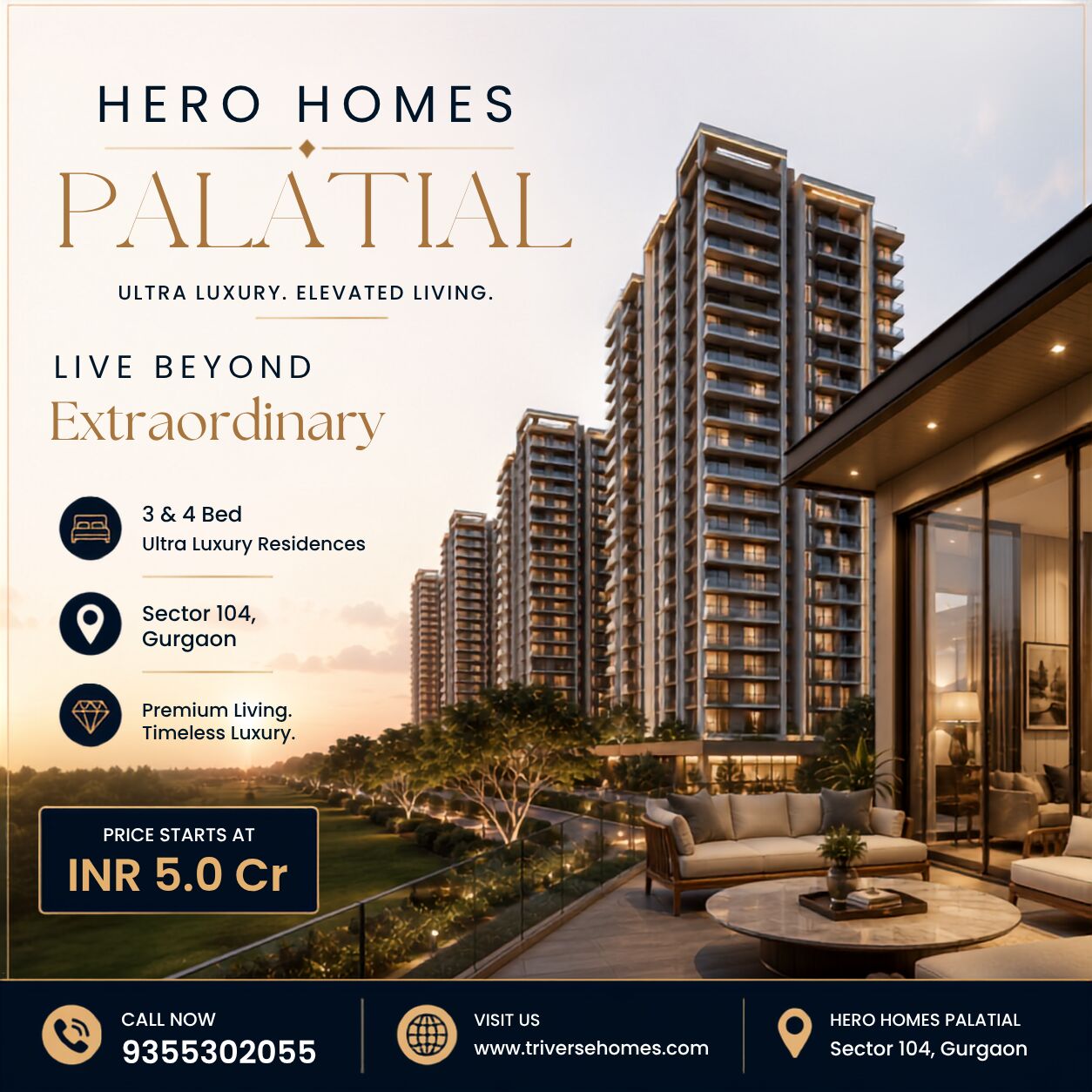 Gurgaon, Real Estate For Sale, INR 50000000,  3 BR,  2834 Sq. Feet,  Explore Ultra-Luxury Residences At Hero Homes Palatial