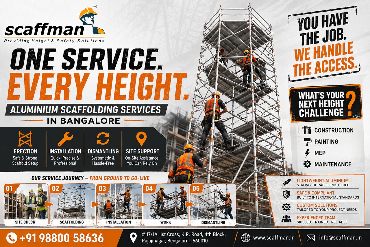 Bangalore, Construction, Flexible Aluminium Scaffolding Rental Services In Bangalore