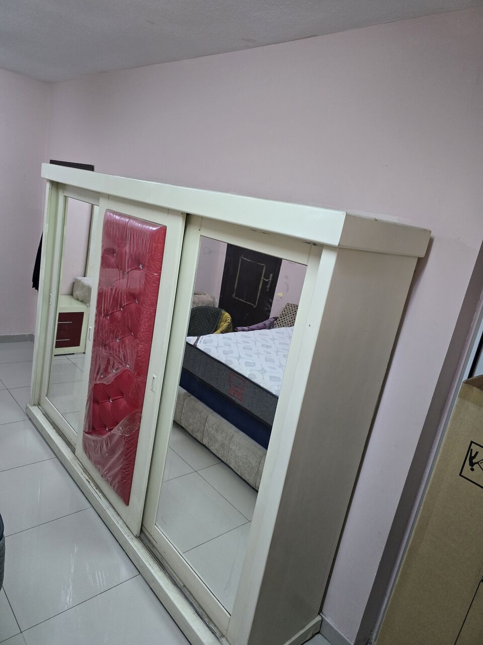 Al Adama, Furniture, SAR 640,  Furnitures For Sale &ndash; Red & White Large Wardrobe, Dressing Table & 2 Side Tables