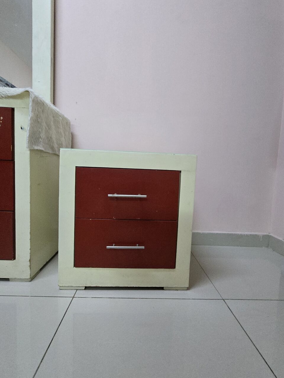 Al Adama, Furniture, SAR 640,  Furnitures For Sale &ndash; Red & White Large Wardrobe, Dressing Table & 2 Side Tables