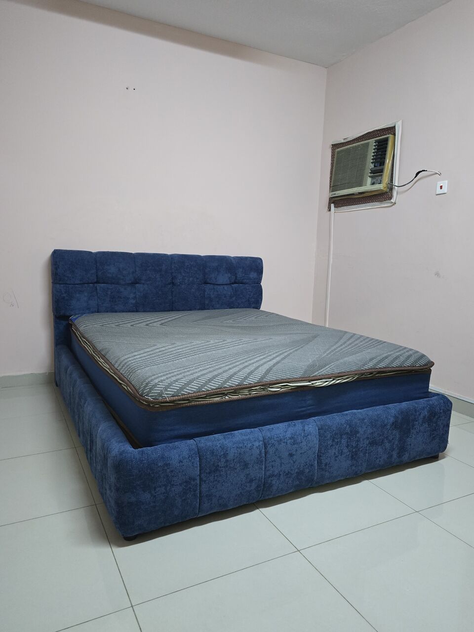 Al Adama, Furniture, SAR 580,  Bed With Mattress & Blue Showcase For Sale.