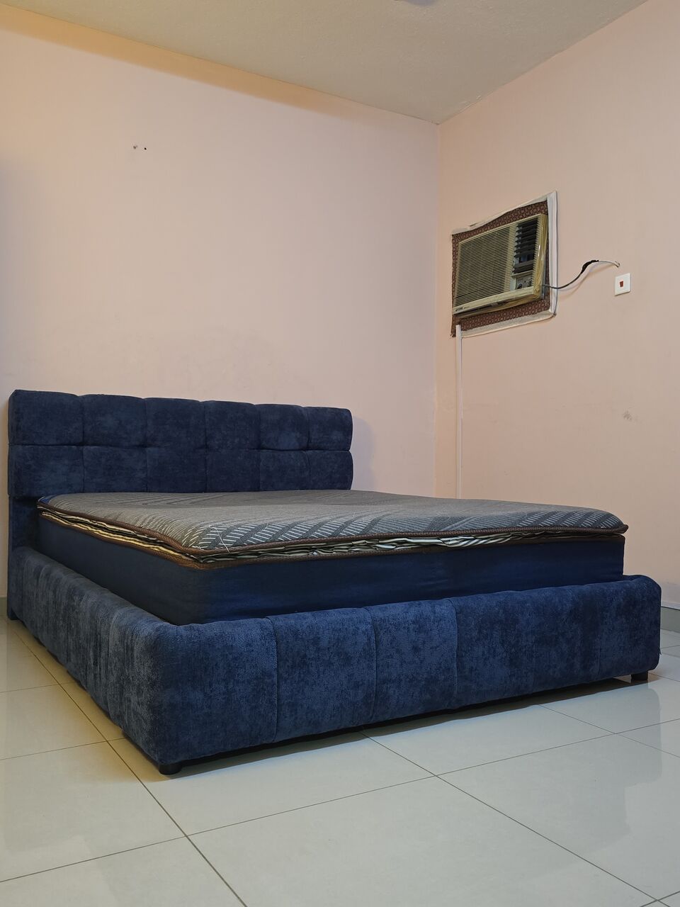 Al Adama, Furniture, SAR 580,  Bed With Mattress & Blue Showcase For Sale.