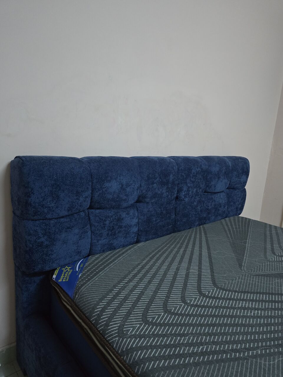 Al Adama, Furniture, SAR 580,  Bed With Mattress & Blue Showcase For Sale.