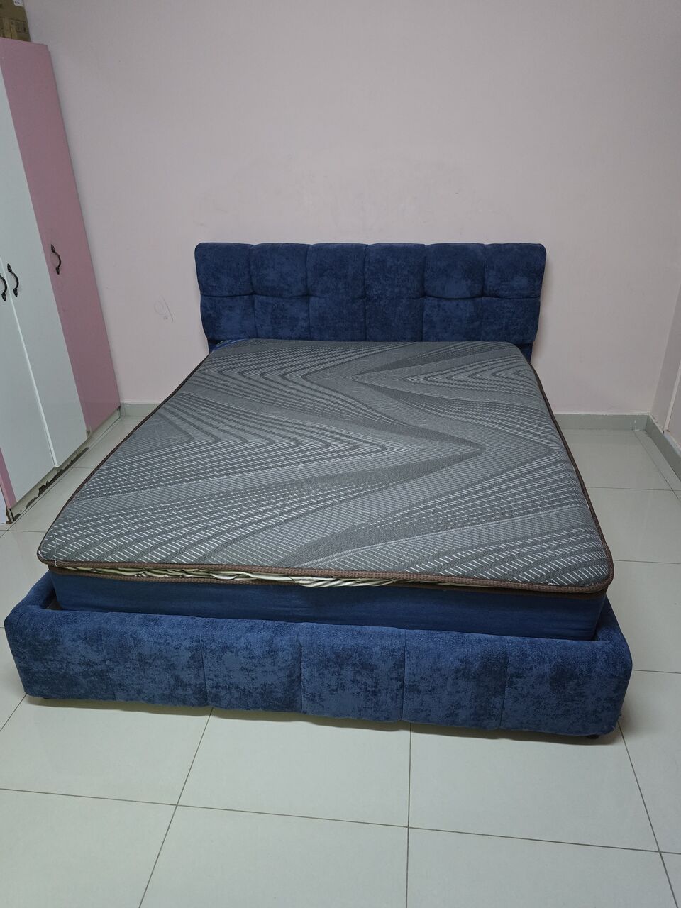 Al Adama, Furniture, SAR 580,  Bed With Mattress & Blue Showcase For Sale.